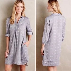 ANTHROPOLOGIE Chambray Dot Shirtdress {X14}